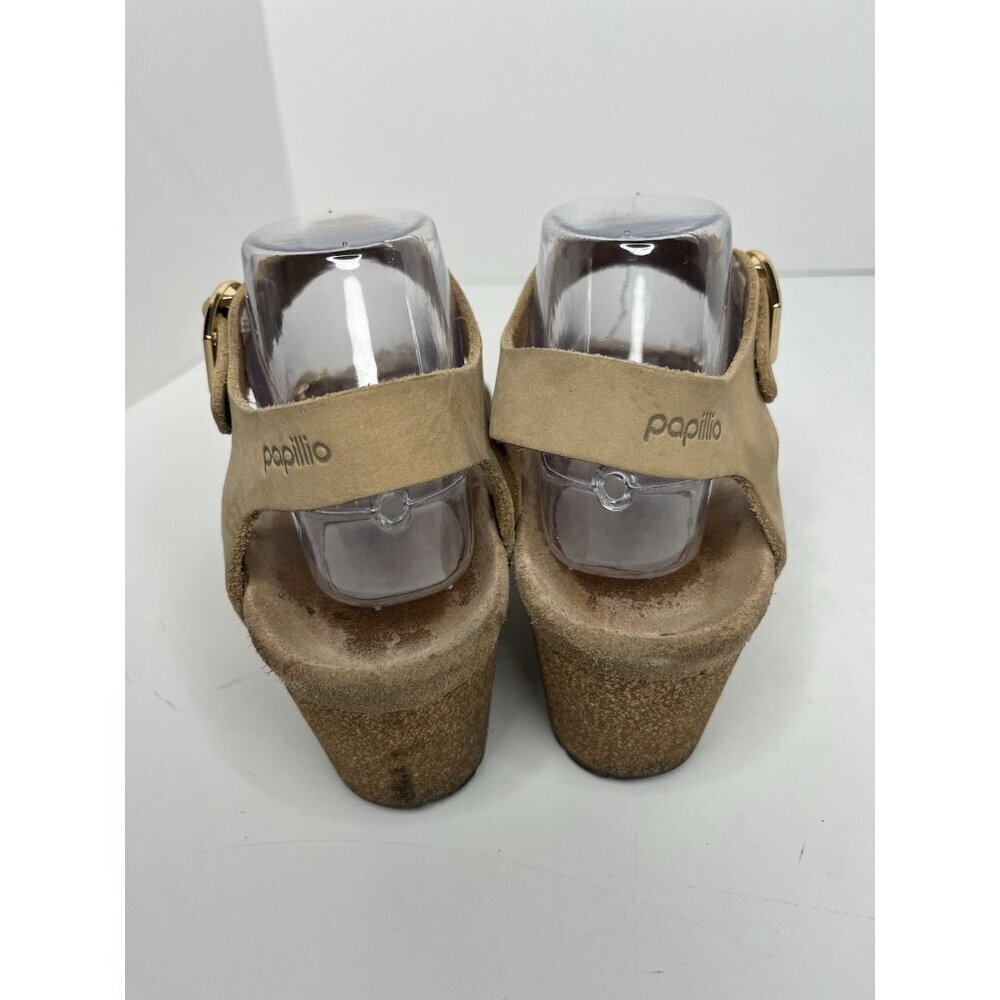 Papillio Birkenstock Soley Wedge Sandals EU 39 US 8 8.5 Sandcastle Nubuck - Picture 5 of 8
